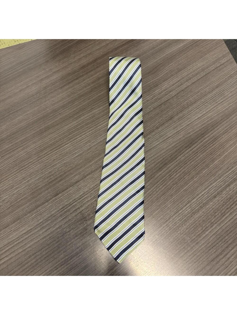 Vintage Green And Blue Striped Perlis New Orleans Mens Necktie